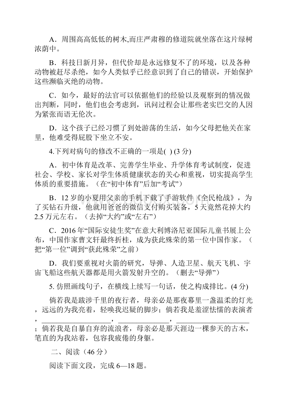 广东省汕头市潮阳区届九年级学业考试模拟语文试题WORD版.docx_第2页