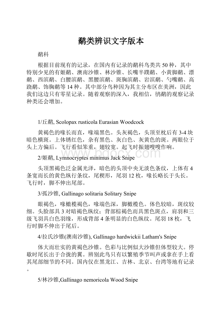 鹬类辨识文字版本.docx