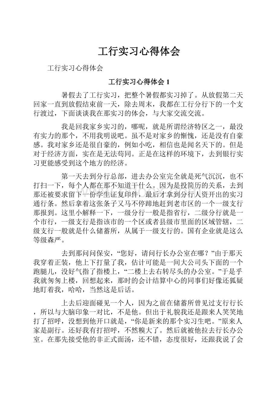 工行实习心得体会.docx