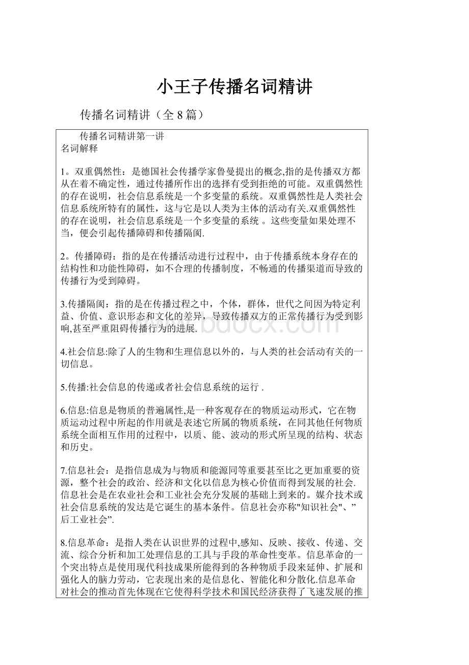 小王子传播名词精讲.docx_第1页