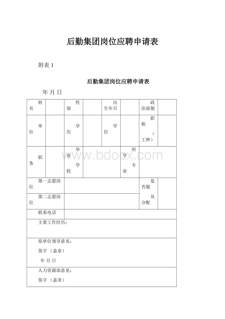 后勤集团岗位应聘申请表.docx