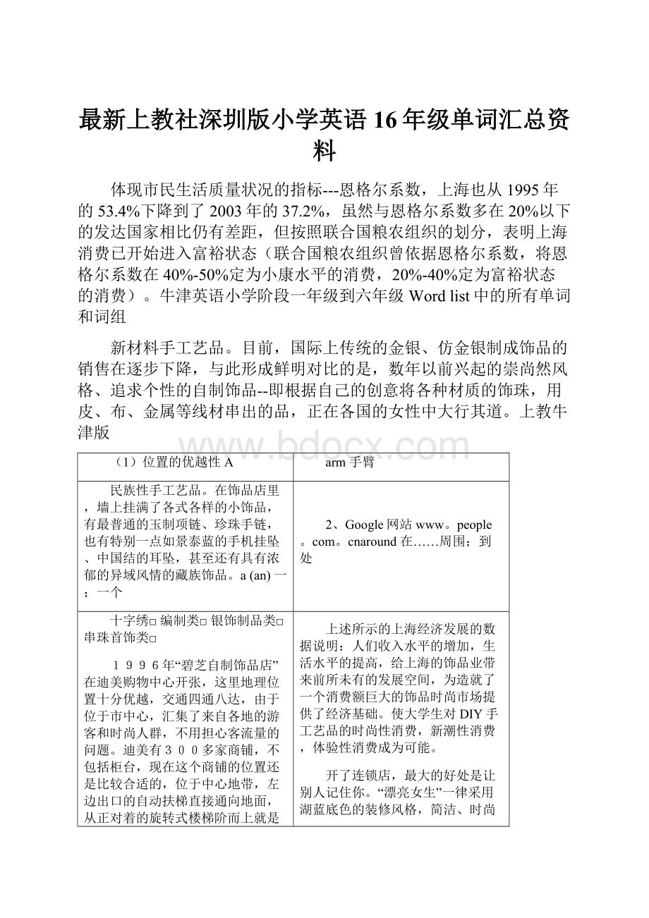 最新上教社深圳版小学英语16年级单词汇总资料.docx