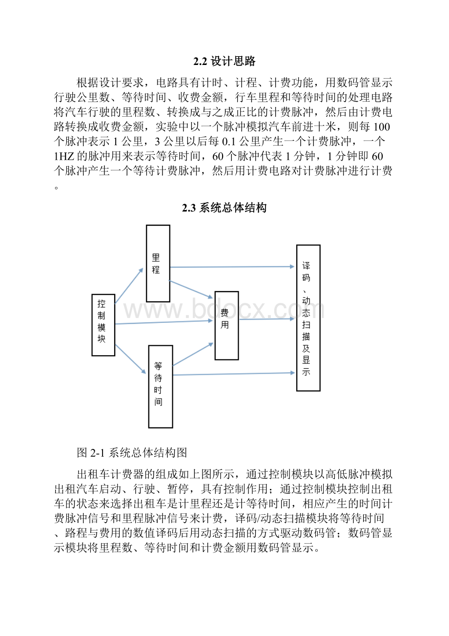 出租车自动计费器设计课程设计报告模板.docx_第3页