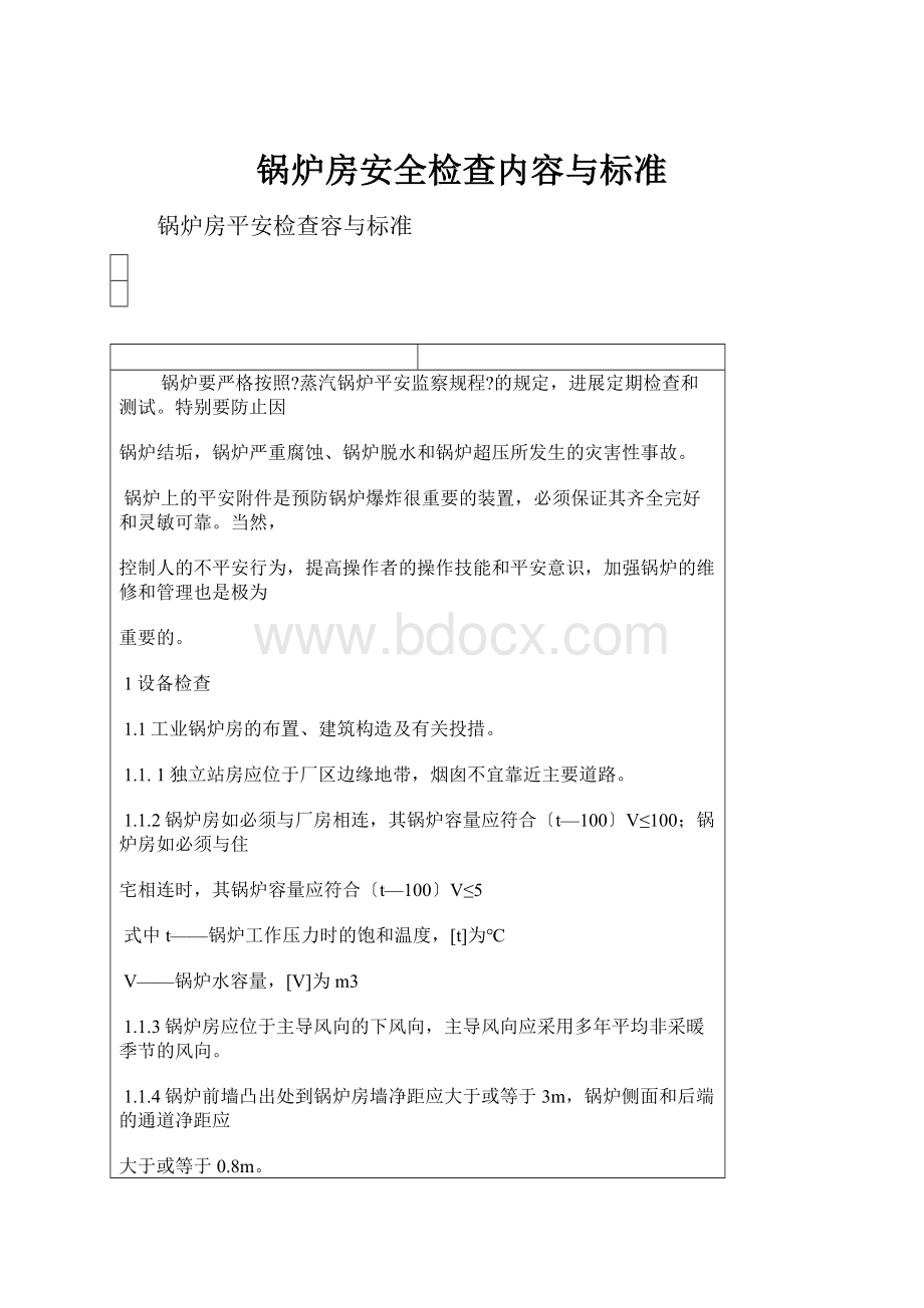 锅炉房安全检查内容与标准.docx