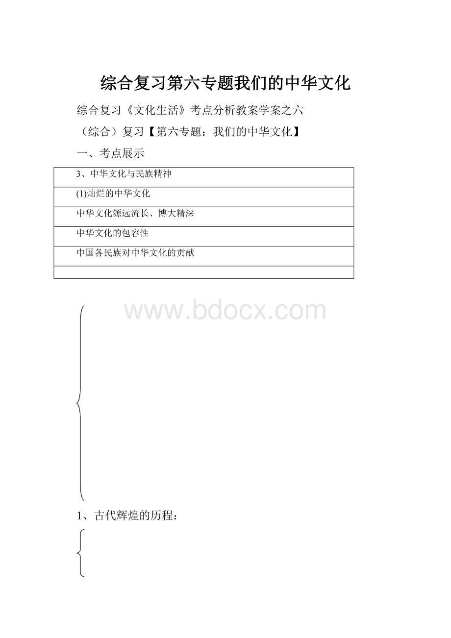 综合复习第六专题我们的中华文化.docx_第1页