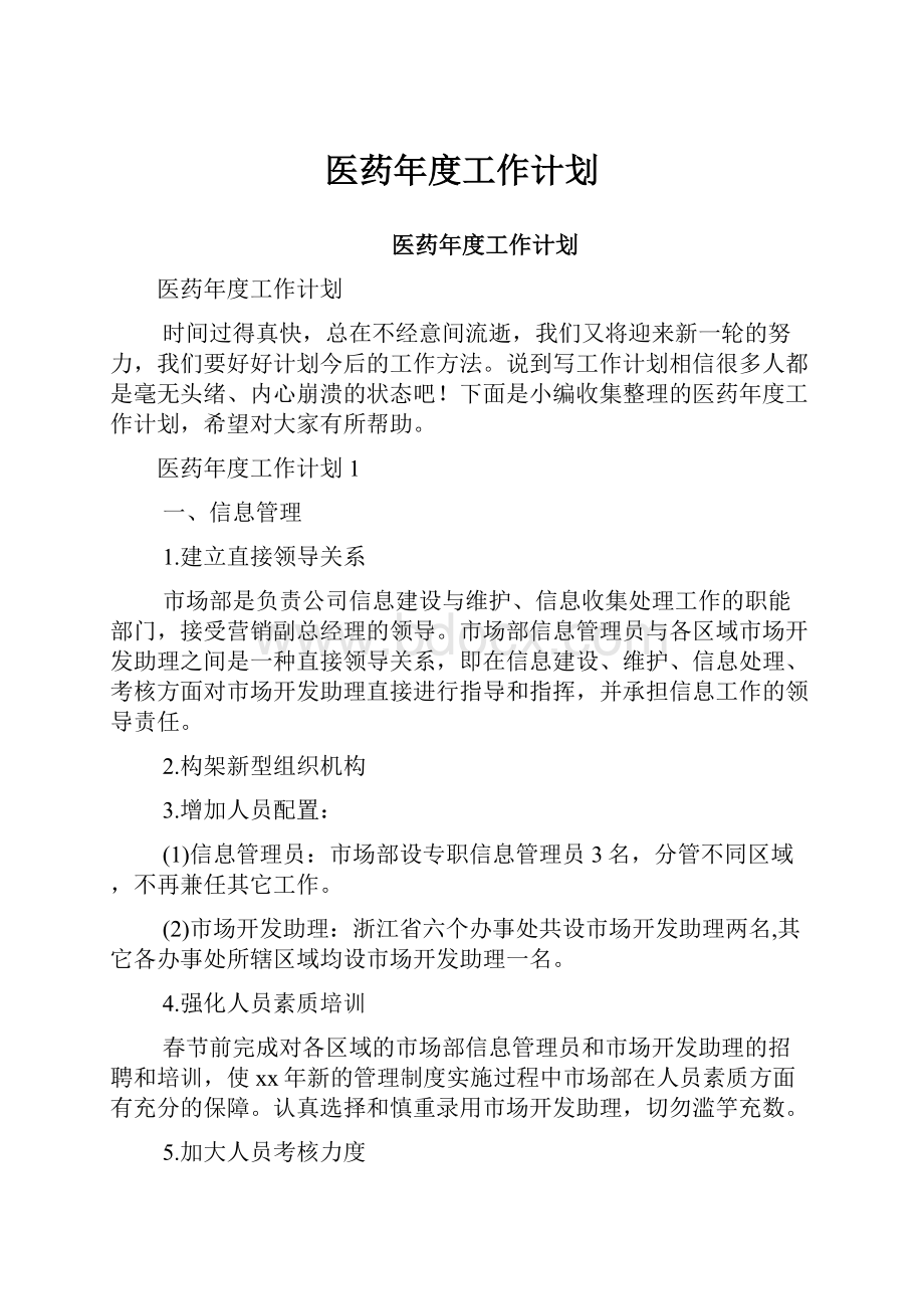 医药年度工作计划.docx