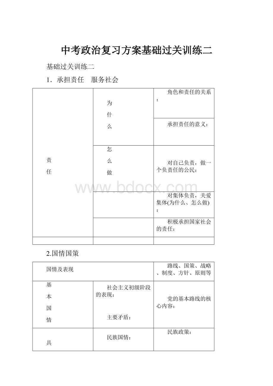 中考政治复习方案基础过关训练二.docx