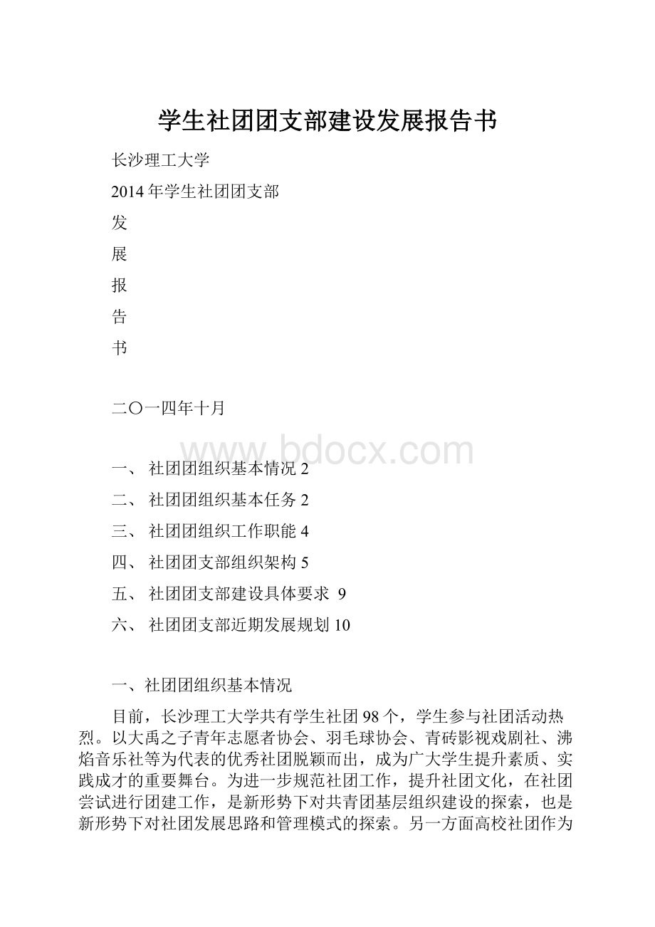 学生社团团支部建设发展报告书.docx_第1页