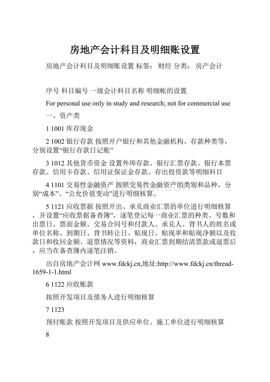 房地产会计科目及明细账设置.docx_第1页