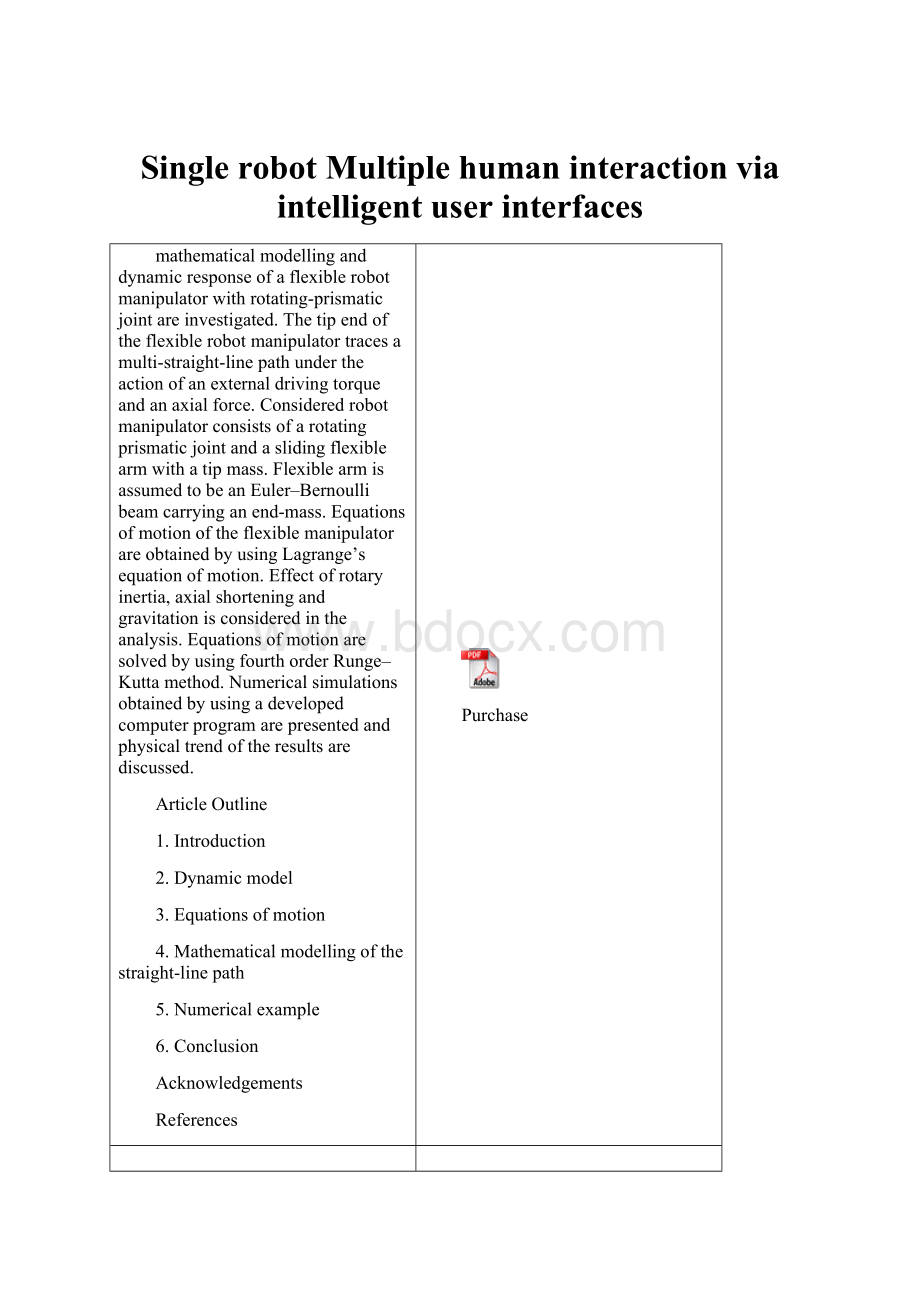 Single robotMultiple human interaction via intelligent user interfaces.docx_第1页