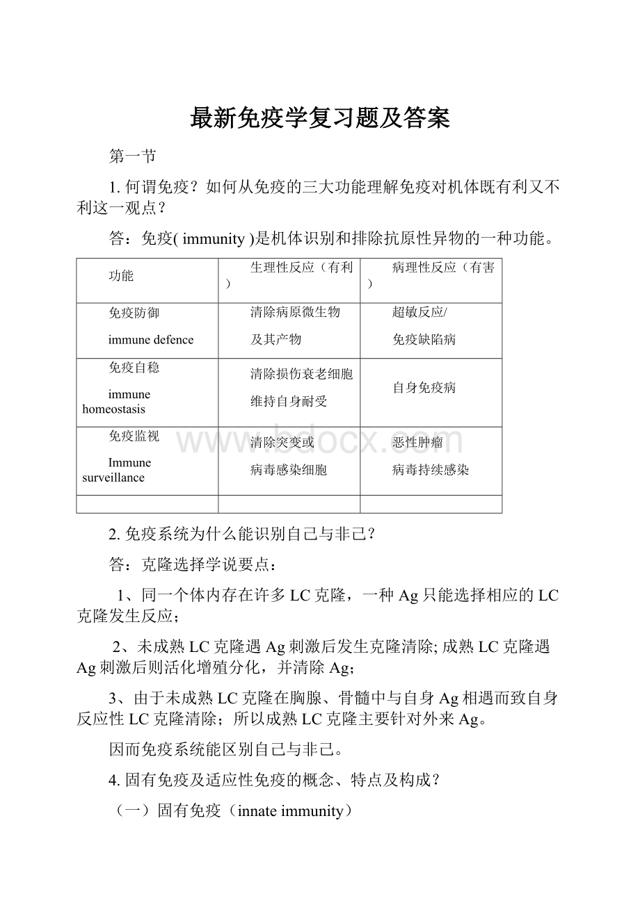 最新免疫学复习题及答案.docx_第1页