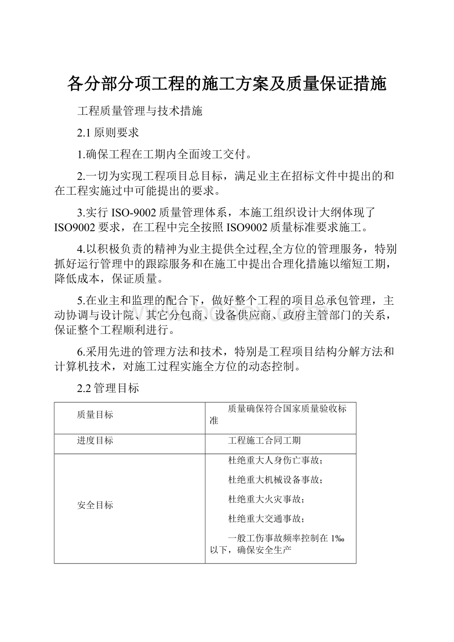 各分部分项工程的施工方案及质量保证措施.docx_第1页