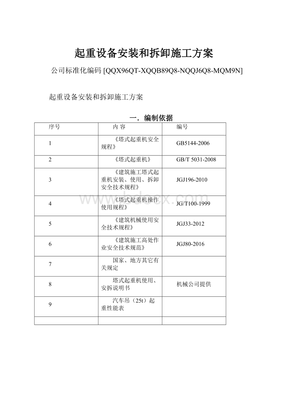 起重设备安装和拆卸施工方案.docx_第1页