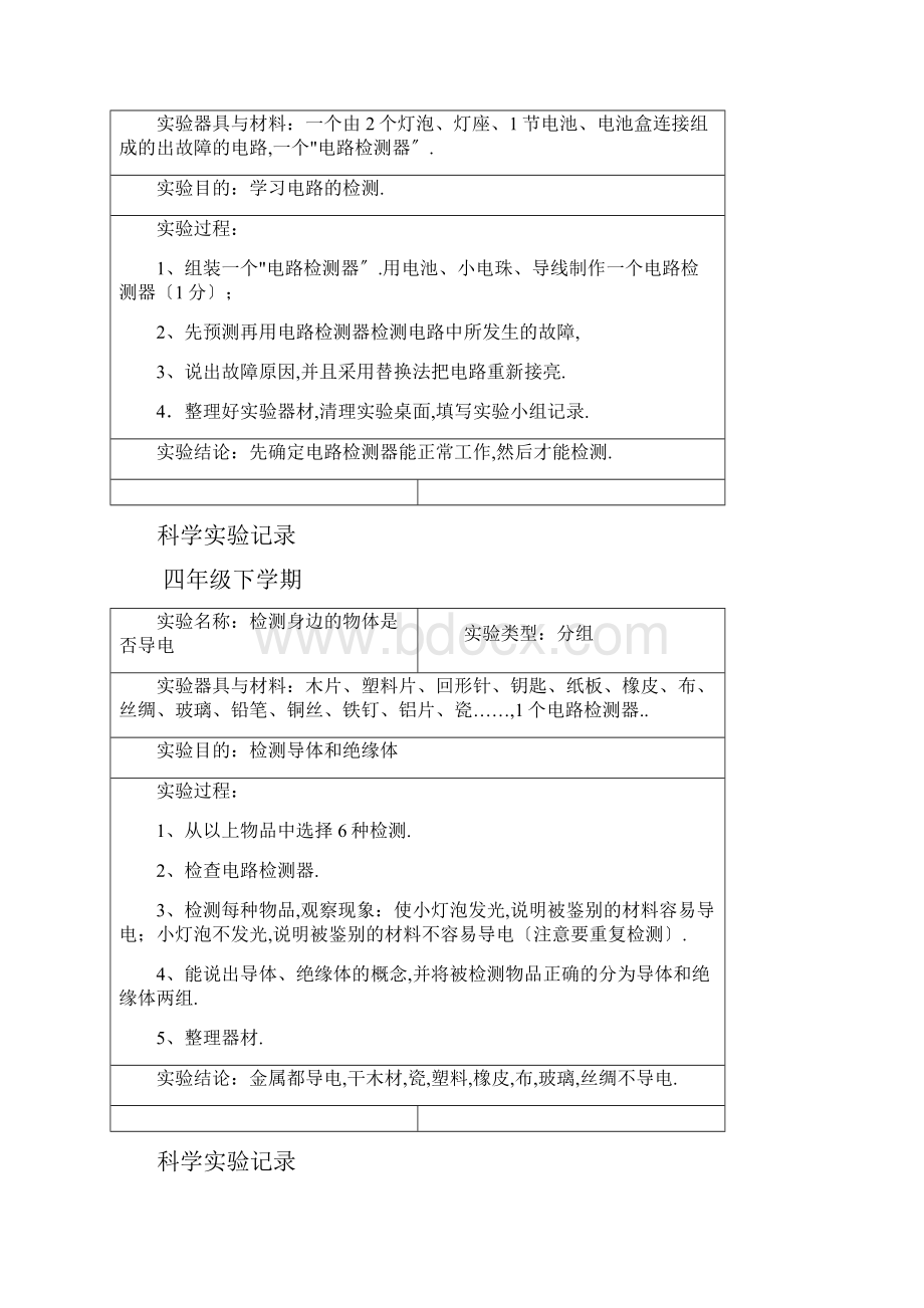 小学科学四年级分组实验记录下学期.docx_第3页