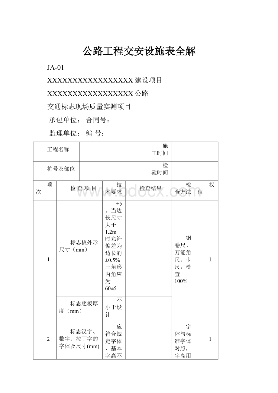 公路工程交安设施表全解.docx_第1页