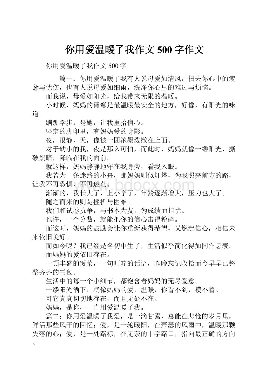 你用爱温暖了我作文500字作文.docx