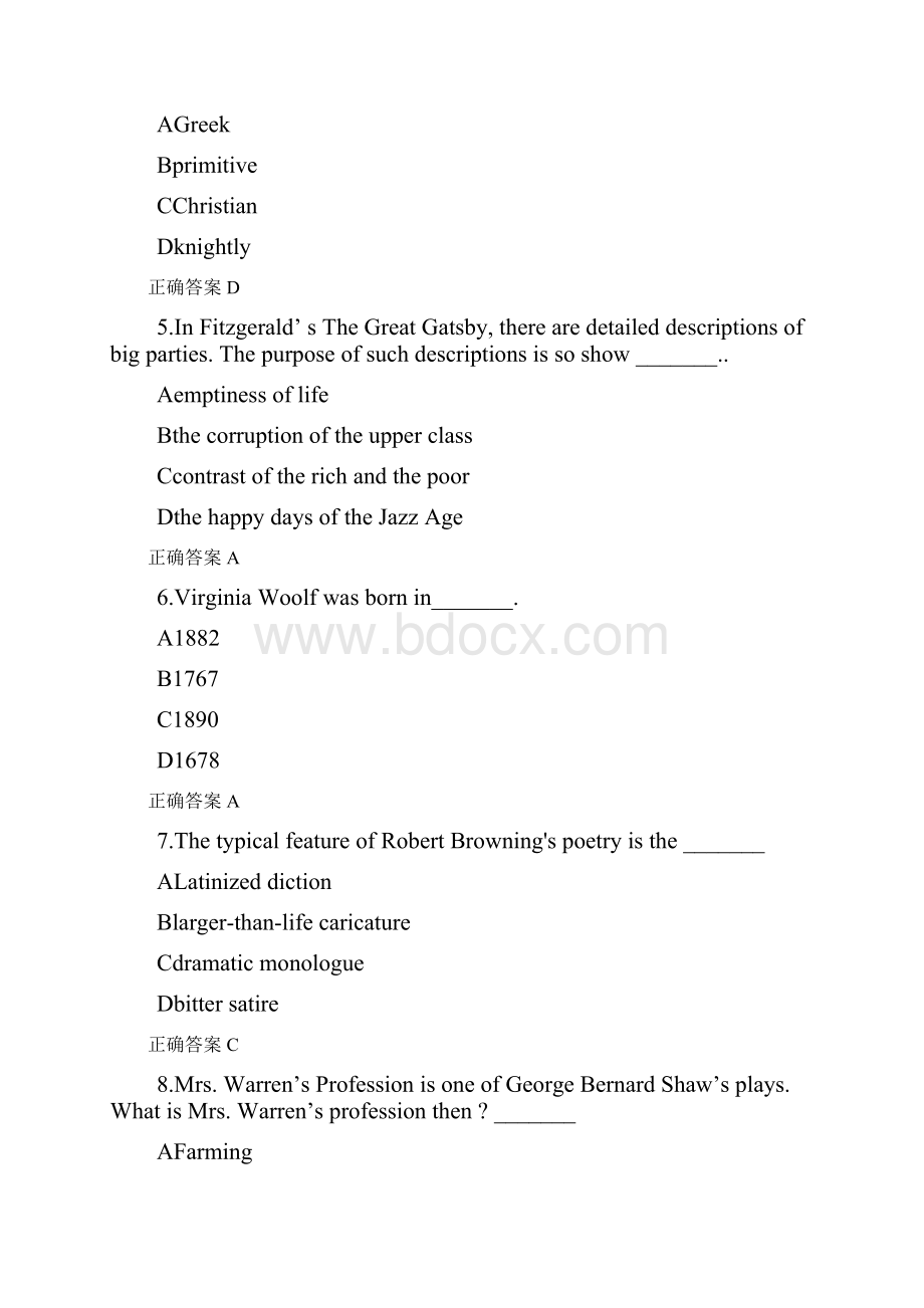 英美文学选读北京语言大学网络教育学院期末卷.docx_第2页