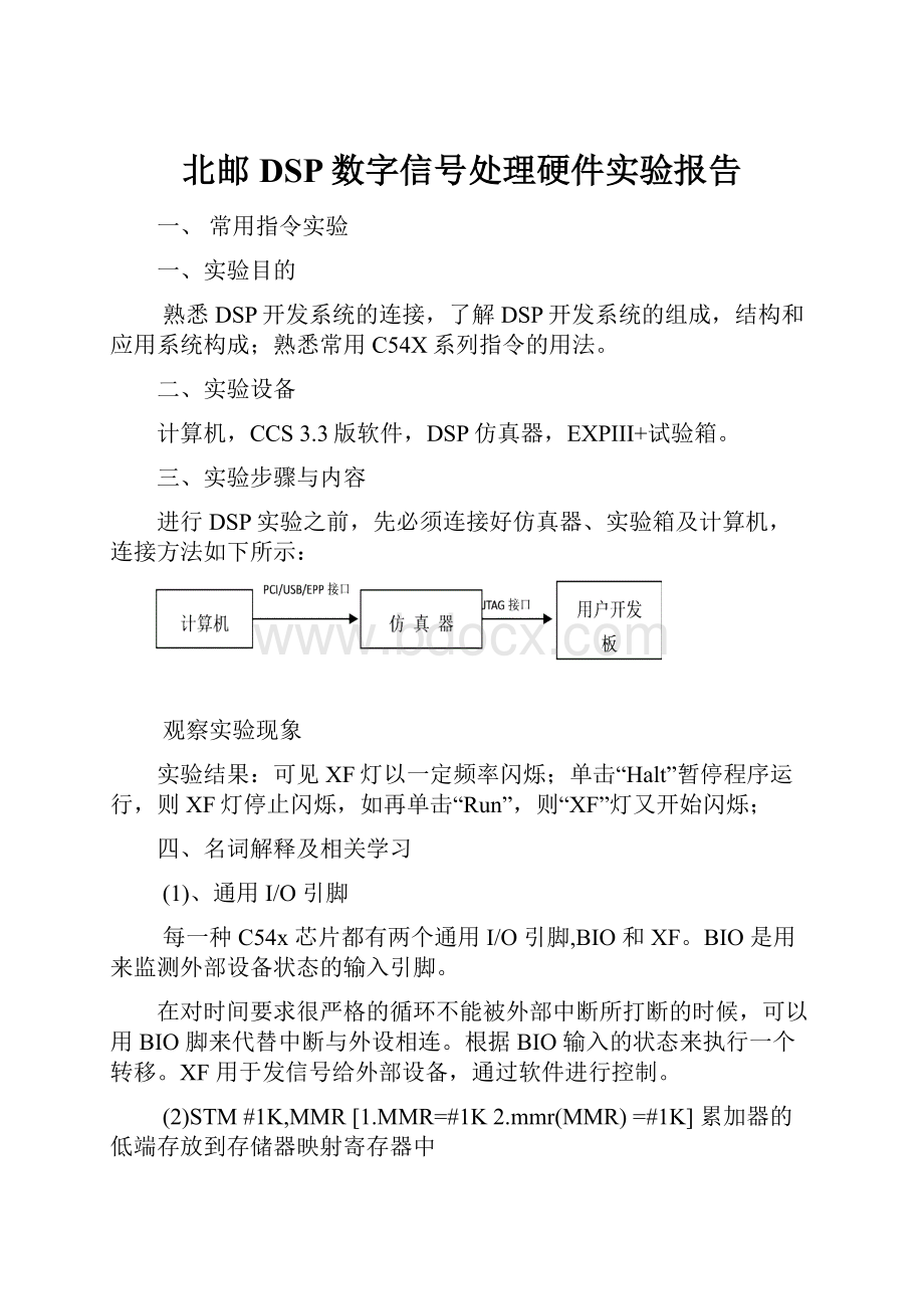 北邮DSP数字信号处理硬件实验报告.docx