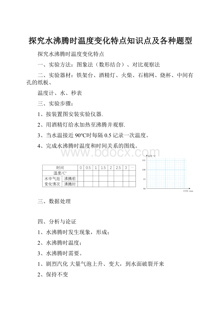 探究水沸腾时温度变化特点知识点及各种题型.docx