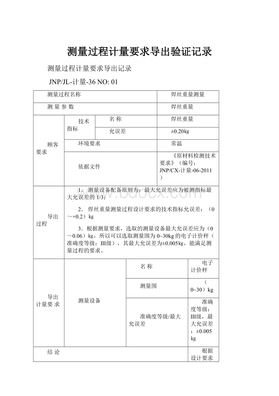 测量过程计量要求导出验证记录.docx