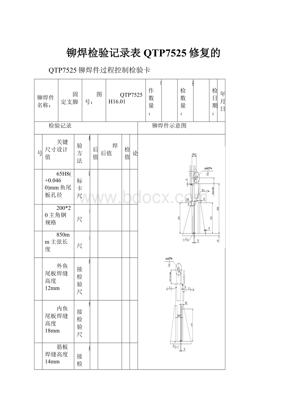 铆焊检验记录表QTP7525修复的.docx