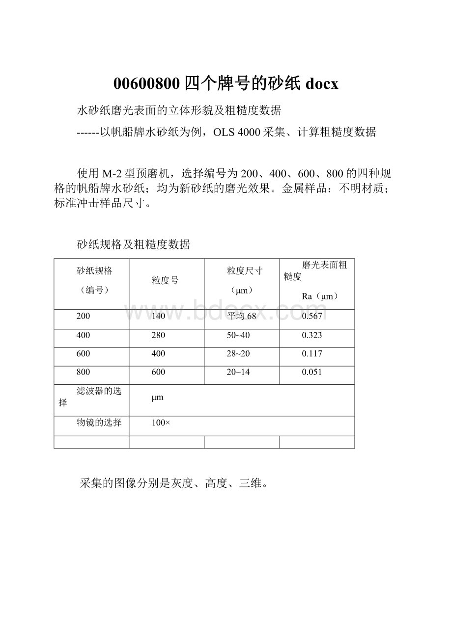 00600800四个牌号的砂纸docx.docx_第1页