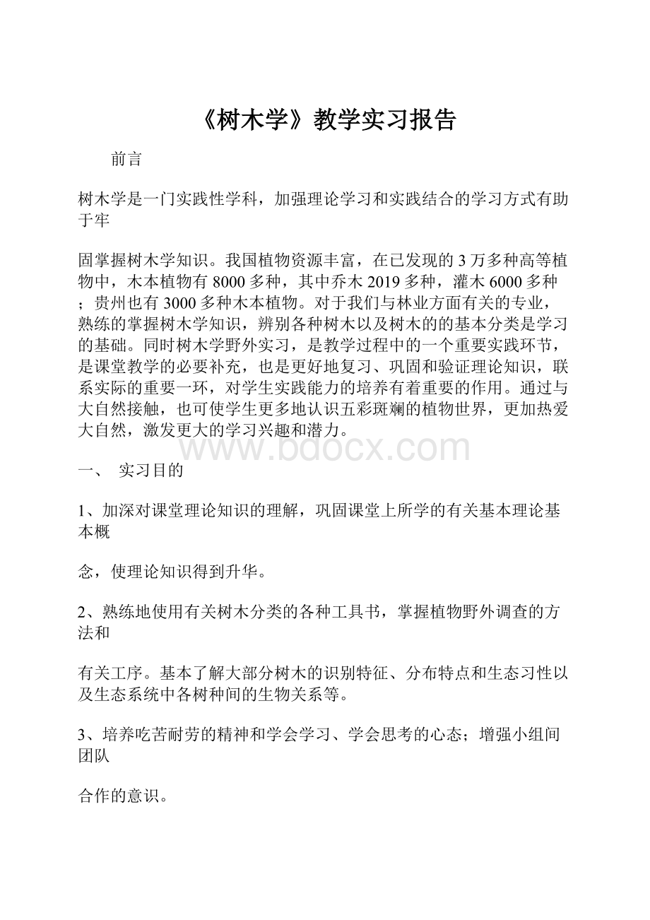 《树木学》教学实习报告.docx