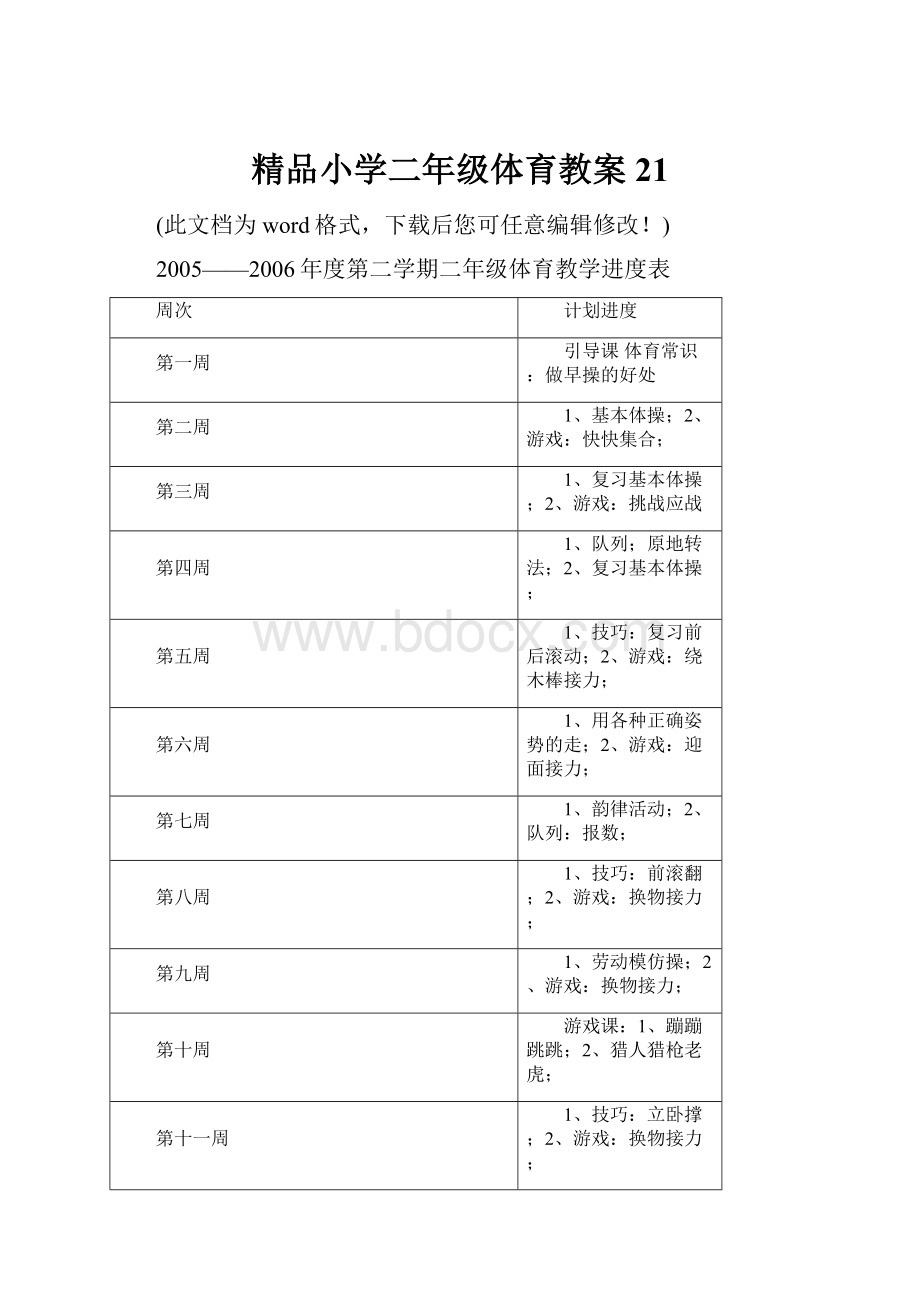 精品小学二年级体育教案21.docx_第1页