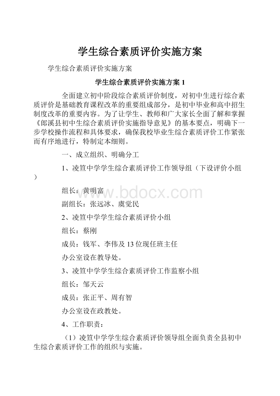 学生综合素质评价实施方案.docx_第1页