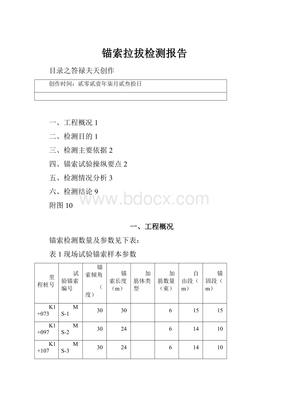 锚索拉拔检测报告.docx