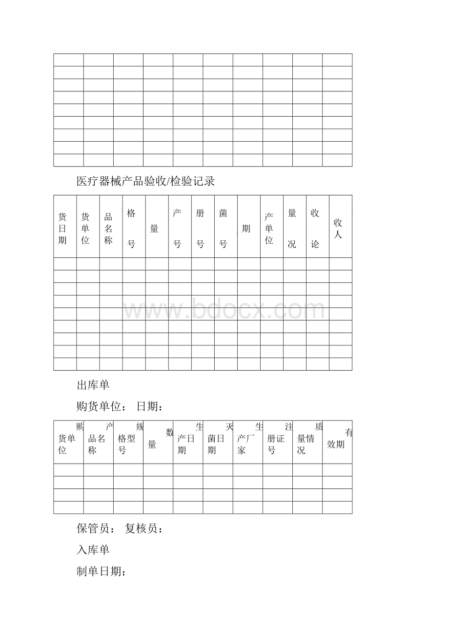 度 医疗器械质量管理记录表格横表.docx_第2页