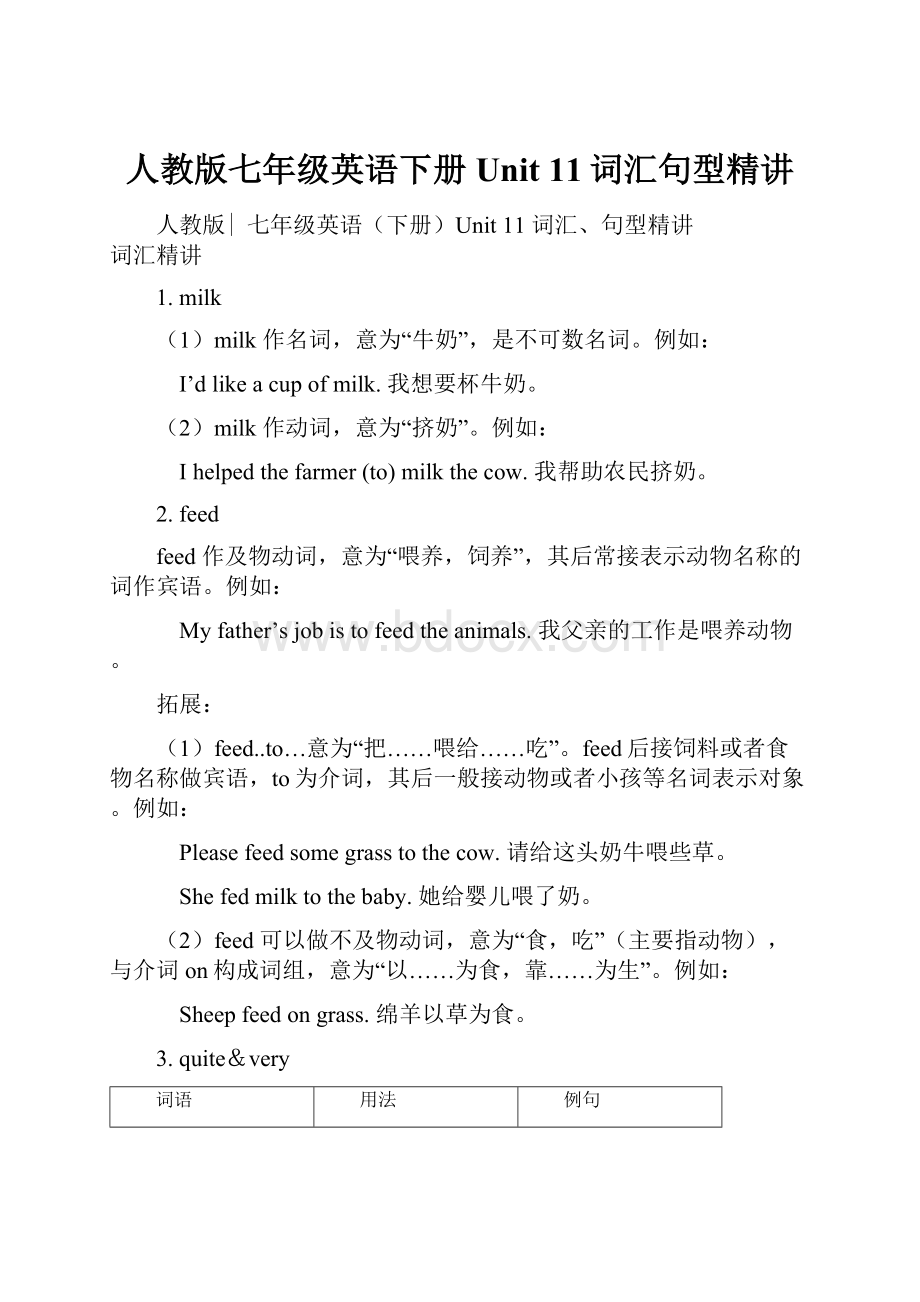 人教版七年级英语下册Unit 11词汇句型精讲.docx_第1页