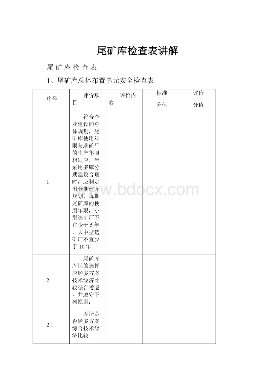 尾矿库检查表讲解.docx