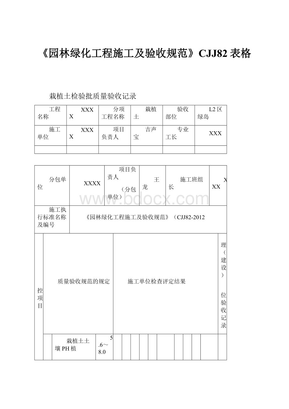 《园林绿化工程施工及验收规范》CJJ82表格.docx