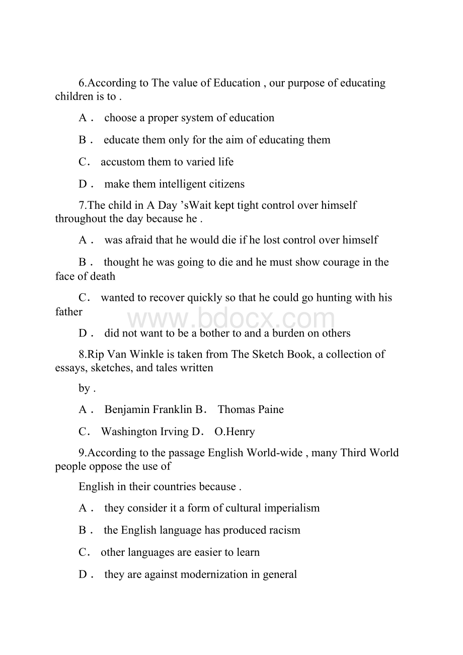 全国英语阅读一自考试题及答案解析doc.docx_第3页