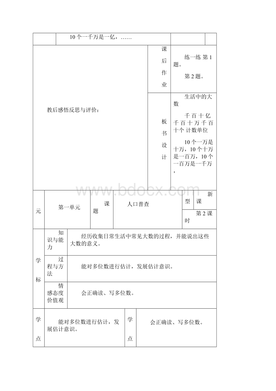 北师大版数学四年级上册全册表格教案.docx_第3页