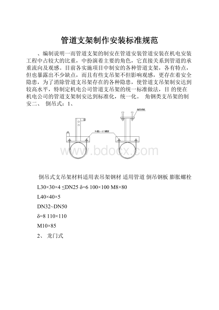 管道支架制作安装标准规范.docx_第1页