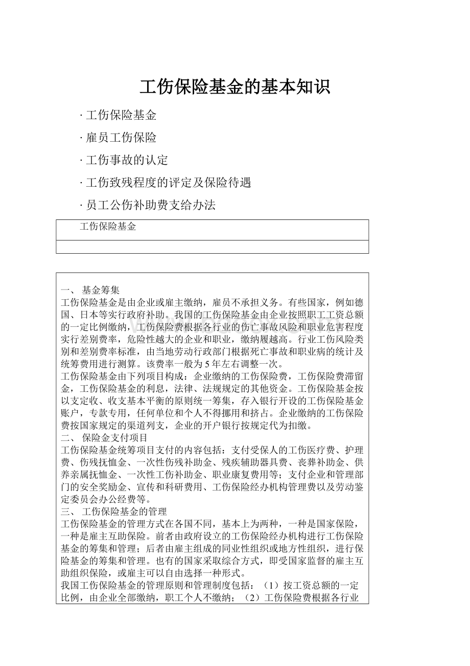 工伤保险基金的基本知识.docx