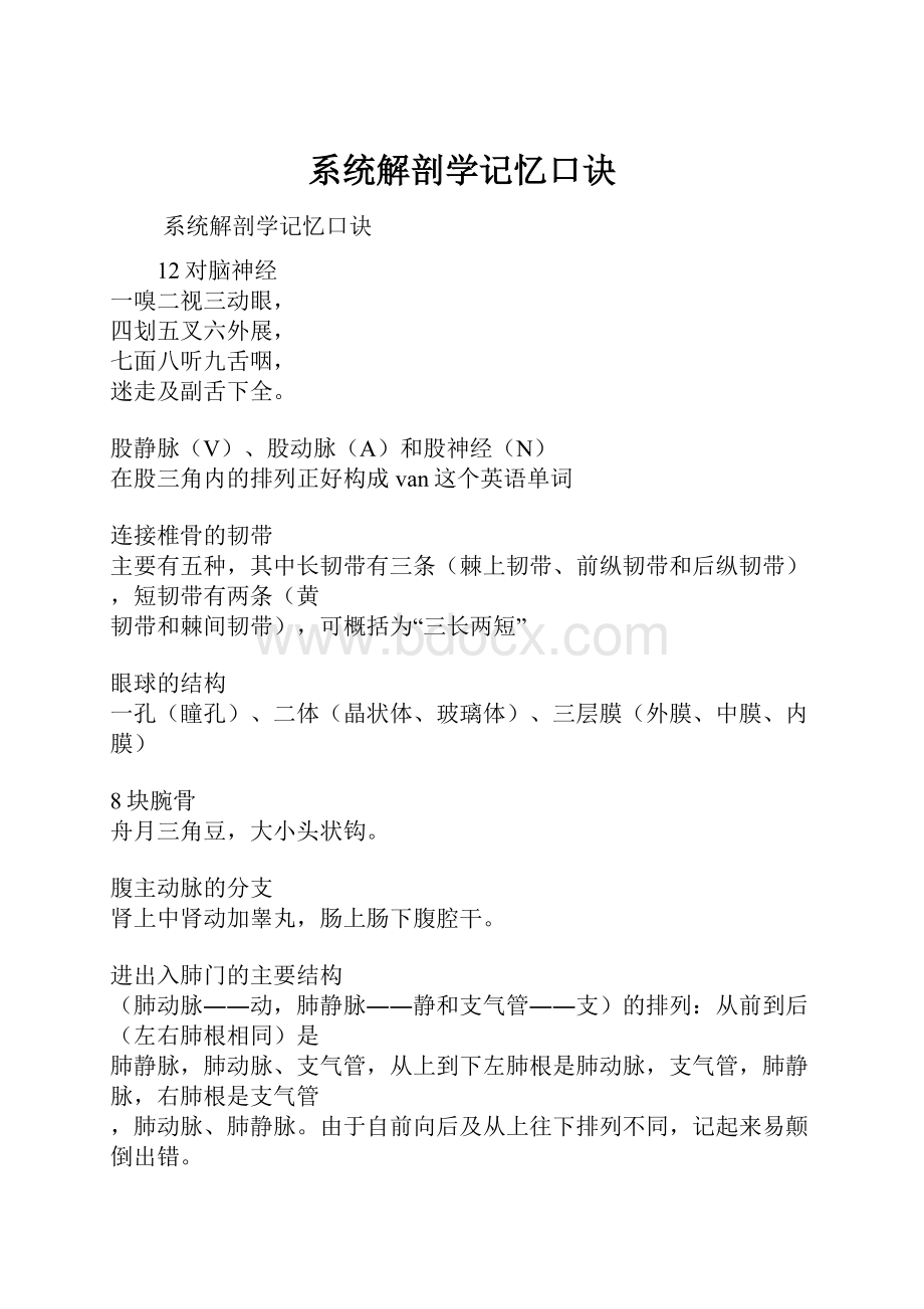 系统解剖学记忆口诀.docx_第1页