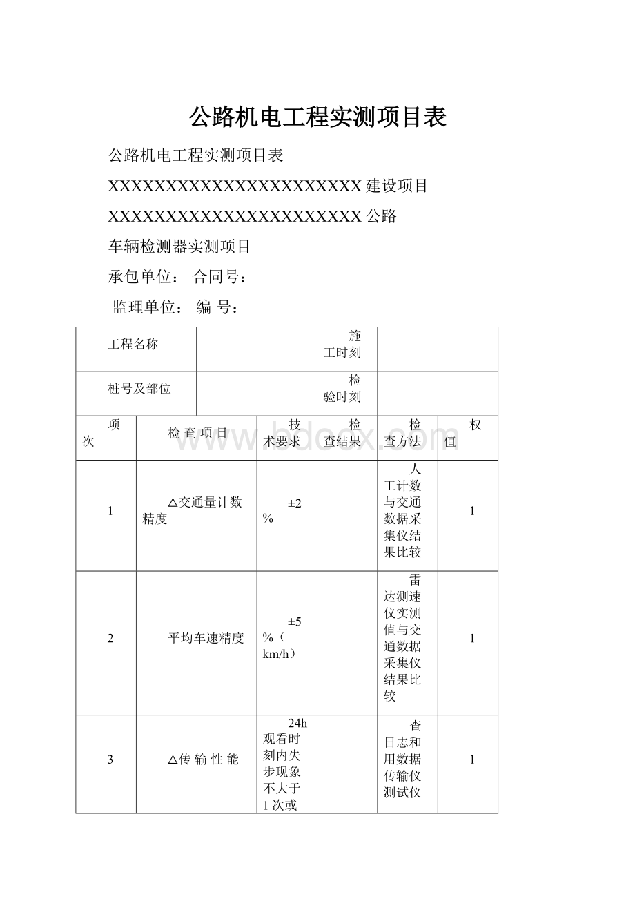 公路机电工程实测项目表.docx