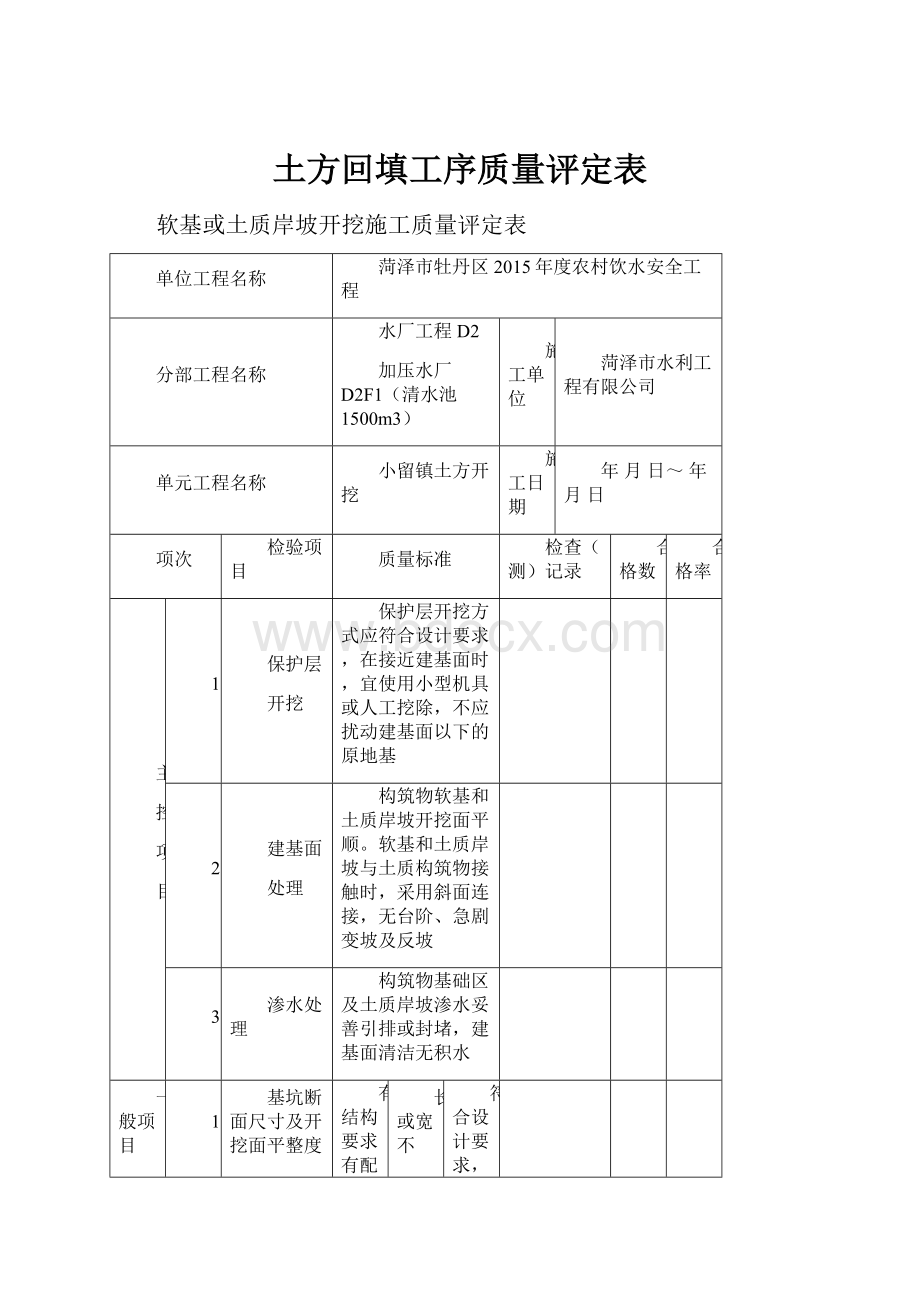 土方回填工序质量评定表.docx_第1页