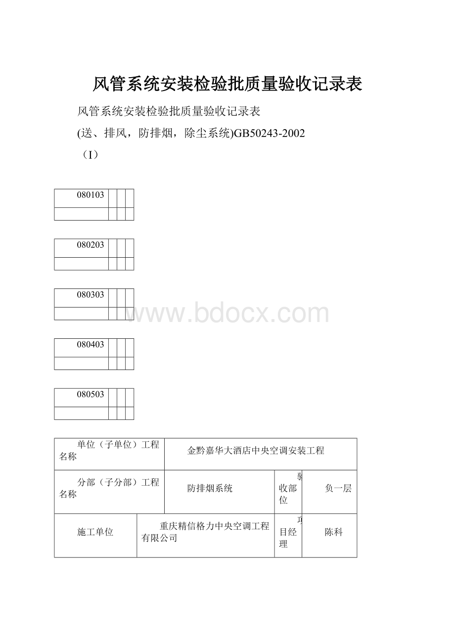 风管系统安装检验批质量验收记录表.docx