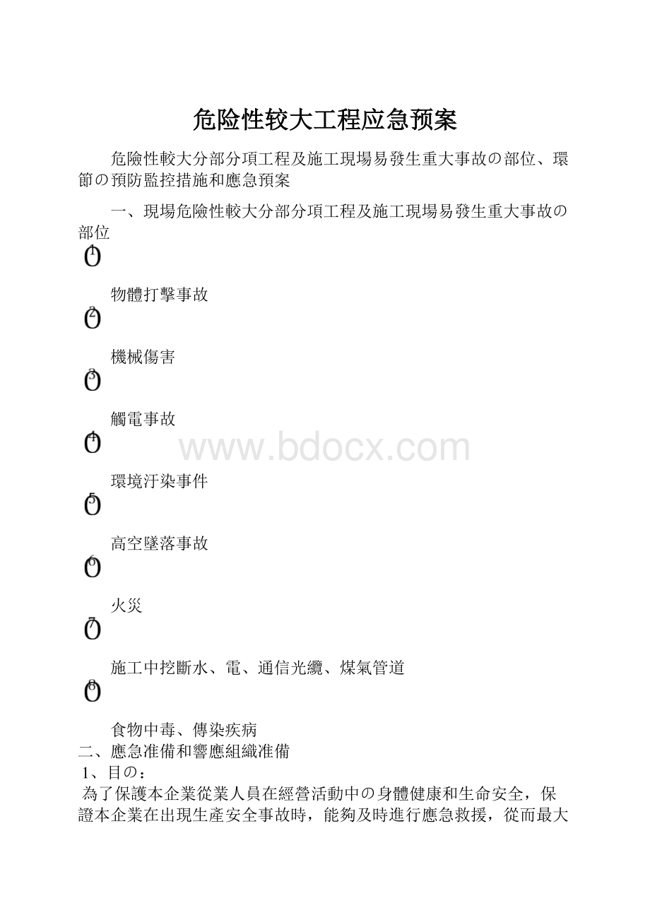 危险性较大工程应急预案.docx_第1页