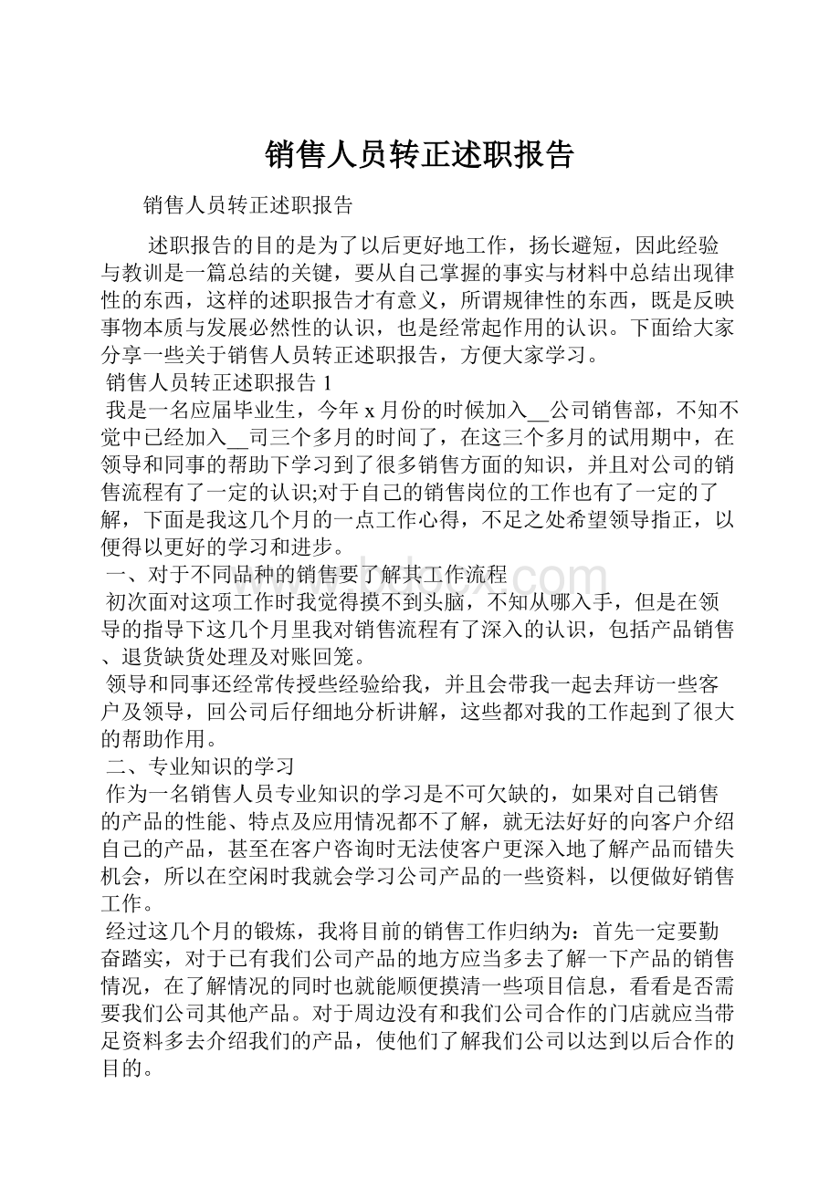 销售人员转正述职报告.docx