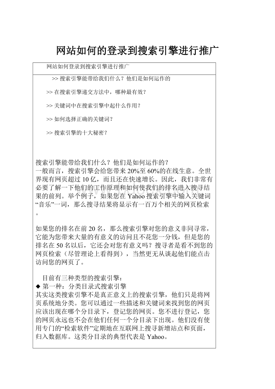 网站如何的登录到搜索引擎进行推广.docx