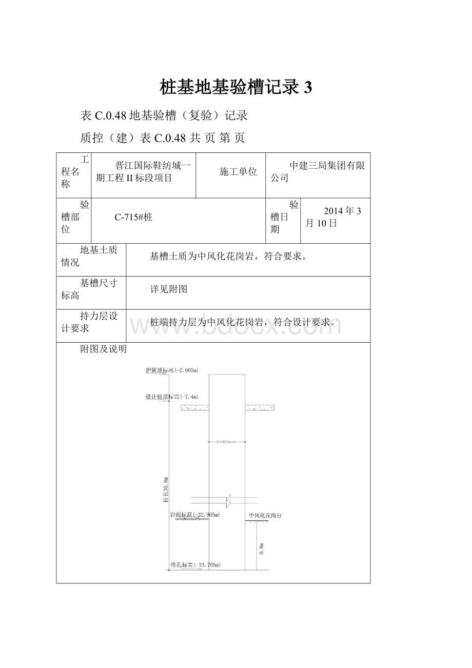 桩基地基验槽记录3.docx