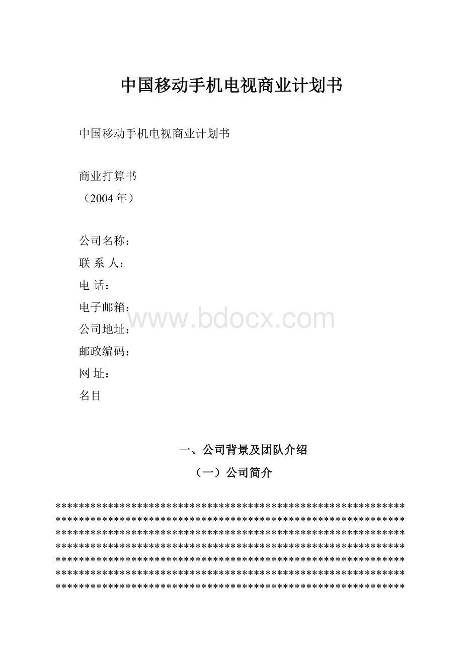 中国移动手机电视商业计划书.docx