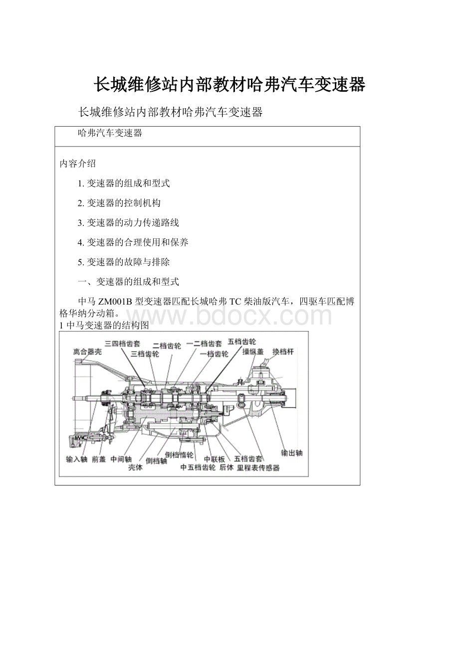 长城维修站内部教材哈弗汽车变速器.docx_第1页