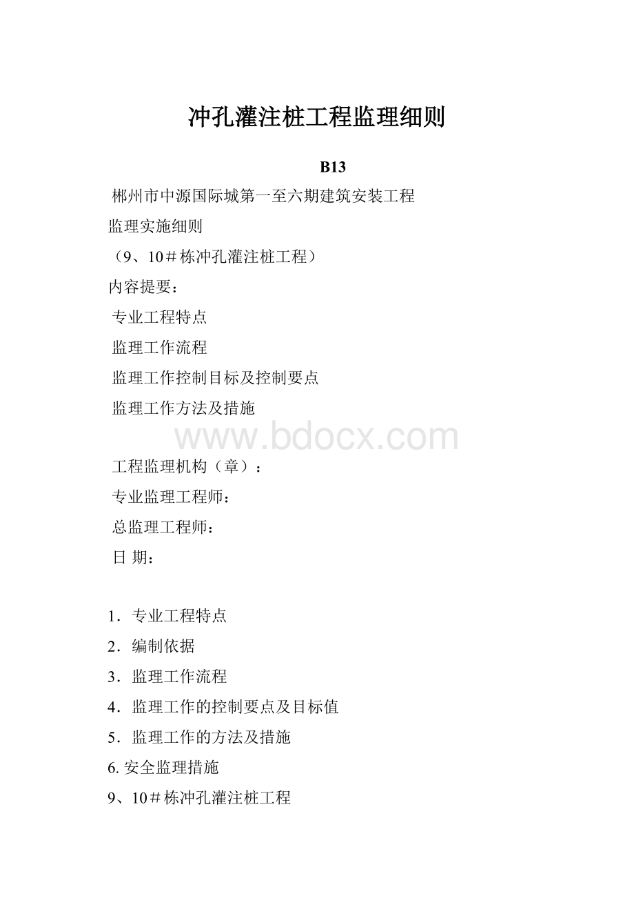 冲孔灌注桩工程监理细则.docx_第1页