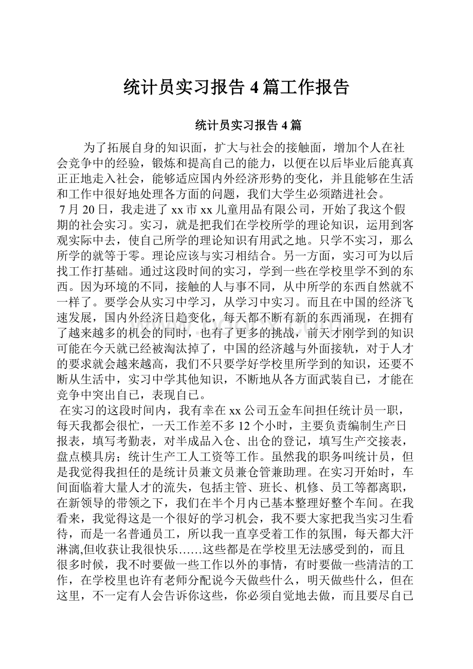 统计员实习报告4篇工作报告.docx